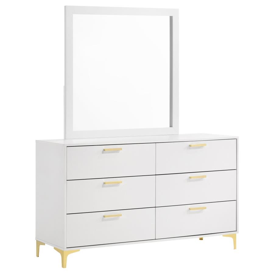 KENDALL 6-DRAWER DRESSER WITH MIRROR WHITE