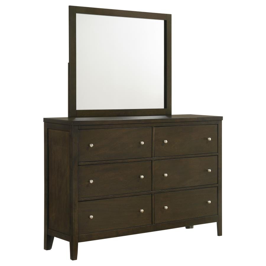 WILKES 6-DRAWER DRESSER AND MIRROR DARK COCOA