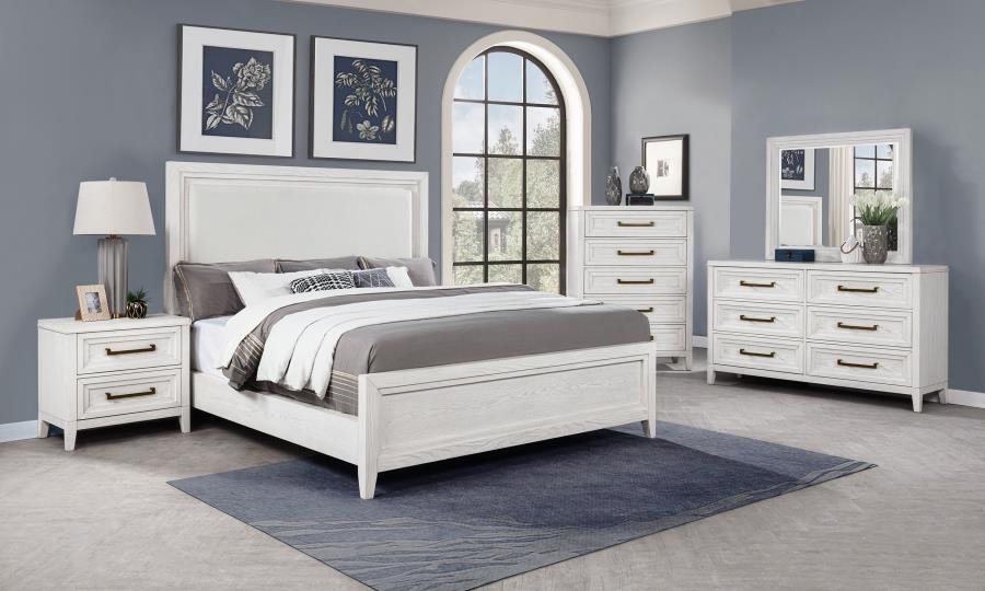 MARIELLE 5-PIECE QUEEN BEDROOM SET DISTRESSED WHITE