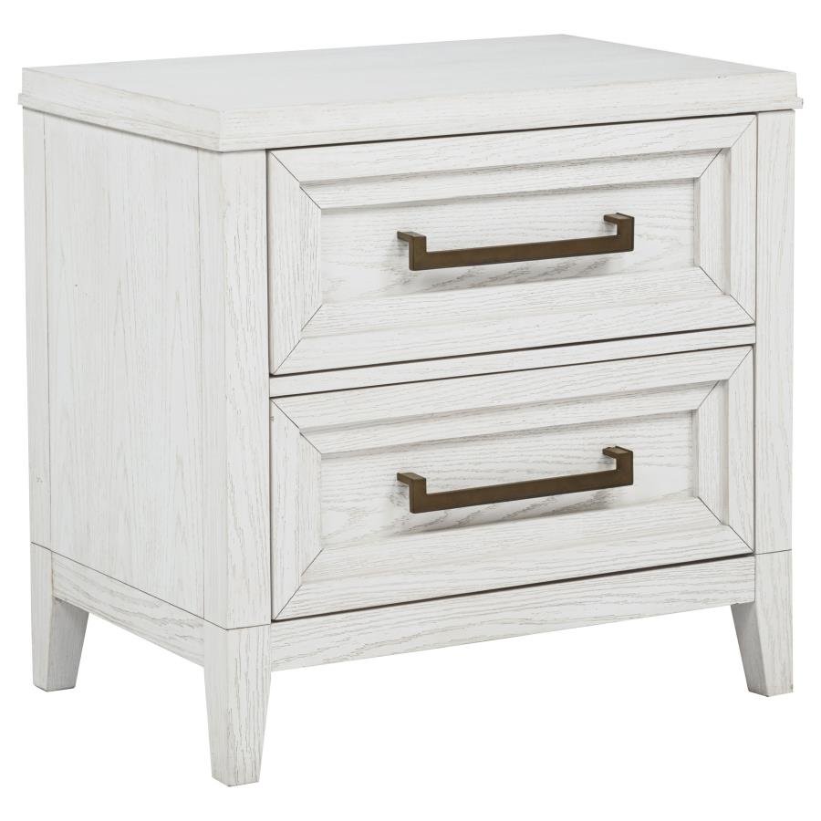 MARIELLE 2-DRAWER NIGHTSTAND BEDSIDE TABLE DISTRESSED WHITE