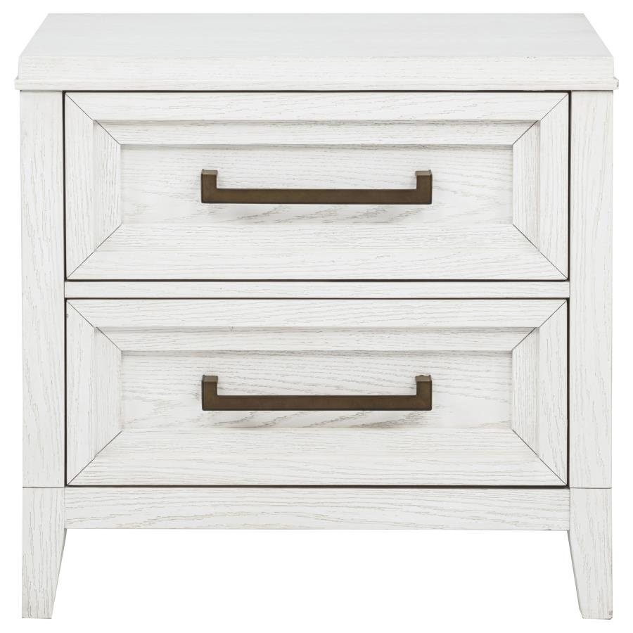 MARIELLE 2-DRAWER NIGHTSTAND BEDSIDE TABLE DISTRESSED WHITE - Image 3