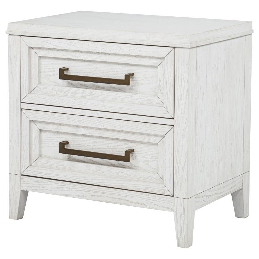 MARIELLE 2-DRAWER NIGHTSTAND BEDSIDE TABLE DISTRESSED WHITE - Image 4