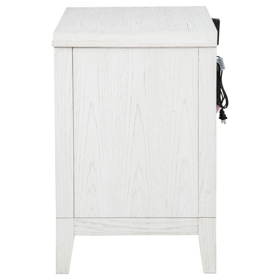 MARIELLE 2-DRAWER NIGHTSTAND BEDSIDE TABLE DISTRESSED WHITE - Image 5