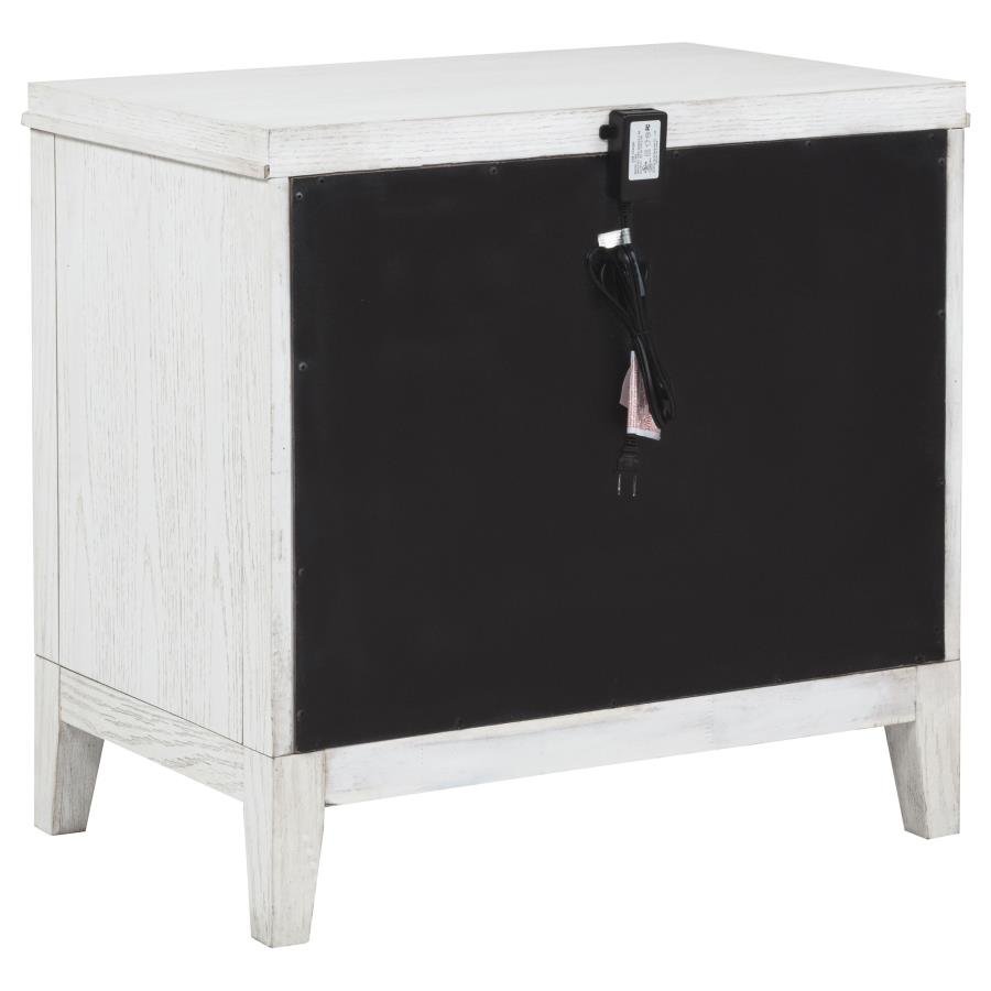MARIELLE 2-DRAWER NIGHTSTAND BEDSIDE TABLE DISTRESSED WHITE - Image 6
