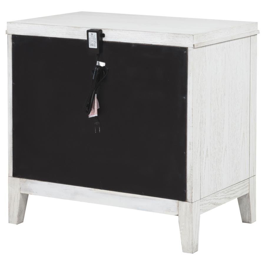MARIELLE 2-DRAWER NIGHTSTAND BEDSIDE TABLE DISTRESSED WHITE - Image 8
