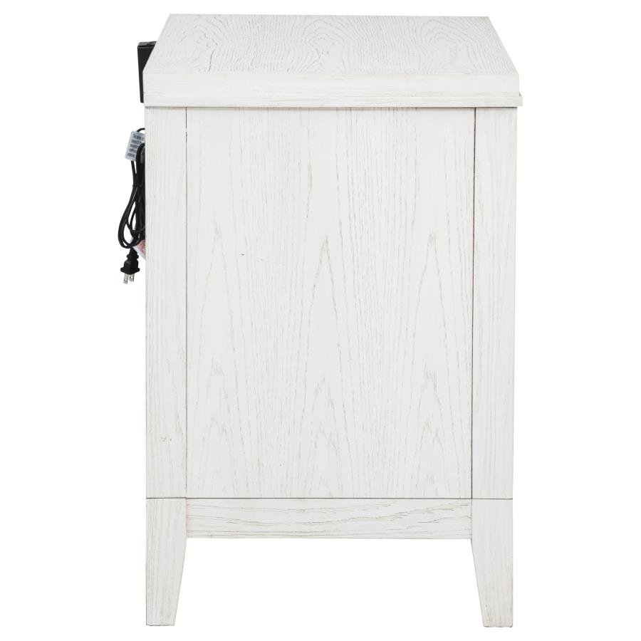 MARIELLE 2-DRAWER NIGHTSTAND BEDSIDE TABLE DISTRESSED WHITE - Image 9