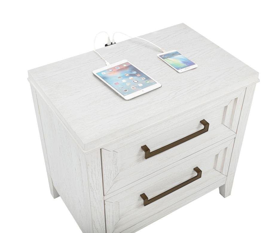 MARIELLE 2-DRAWER NIGHTSTAND BEDSIDE TABLE DISTRESSED WHITE - Image 10