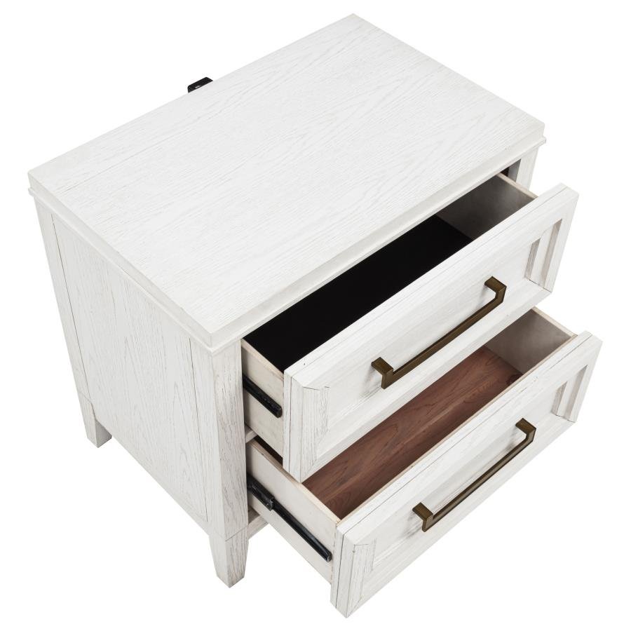 MARIELLE 2-DRAWER NIGHTSTAND BEDSIDE TABLE DISTRESSED WHITE - Image 11