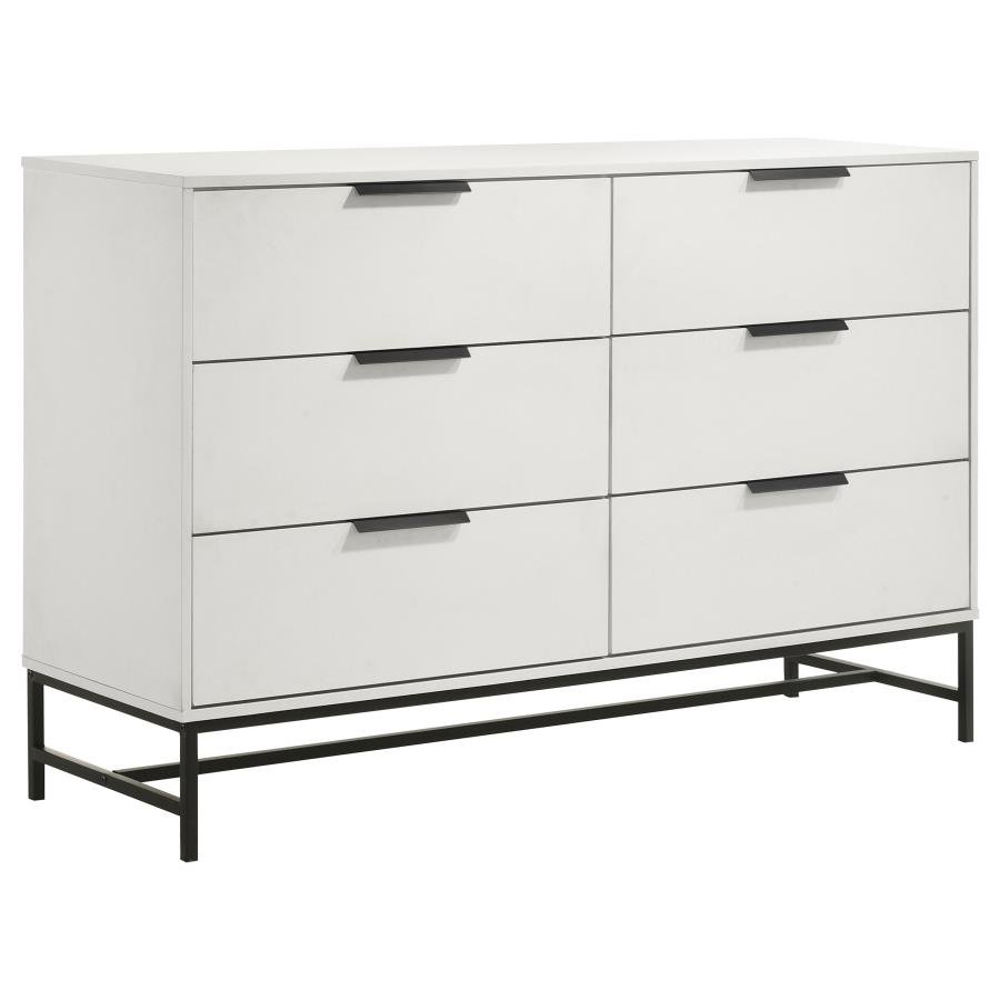 SONORA 6-DRAWER BEDROOM DRESSER WHITE
