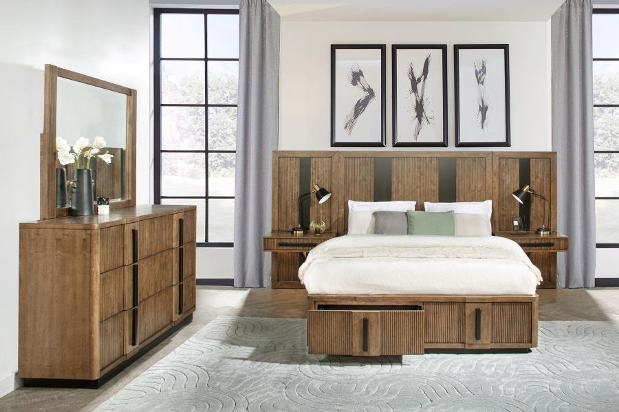 TERRACE 5-PIECE QUEEN PANEL BEDROOM SET ASH BROWN