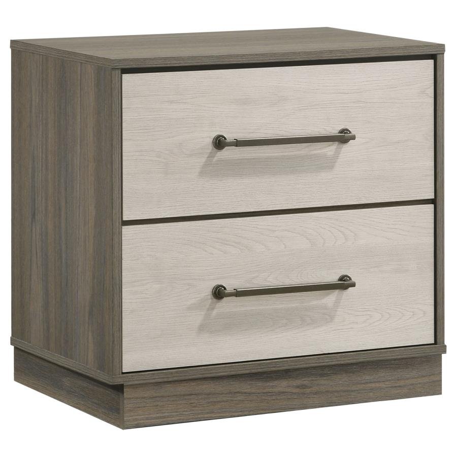 FENWICK 2-DRAWER NIGHTSTAND BEDSIDE TABLE GREY OAK
