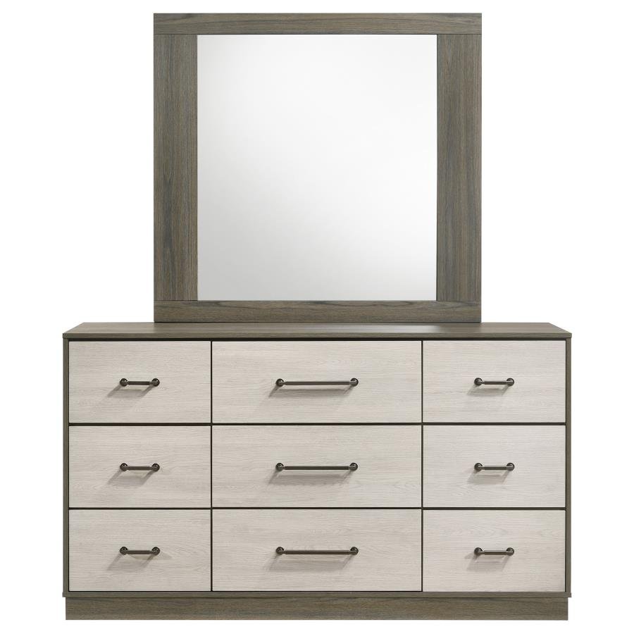 FENWICK 9-DRAWER DRESSER WITH MIRROR GREY OAK - Image 3