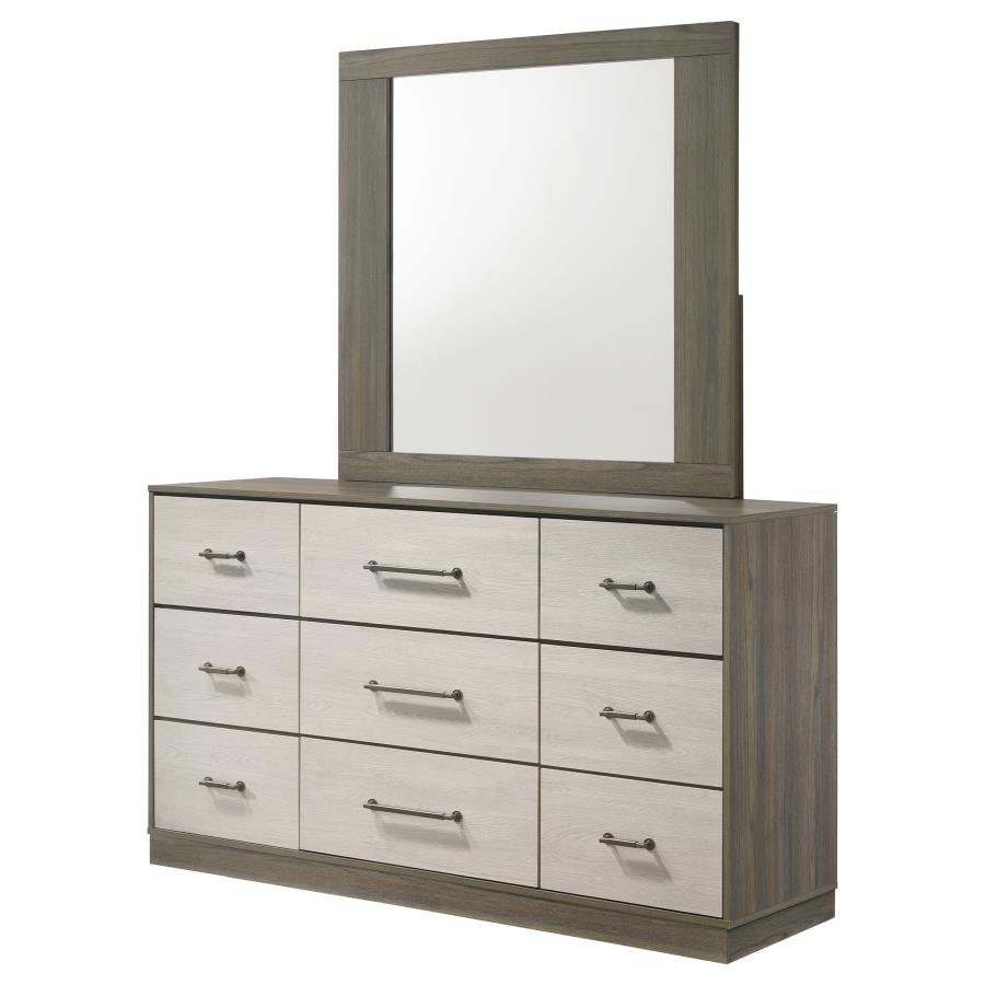FENWICK 9-DRAWER DRESSER WITH MIRROR GREY OAK - Image 4