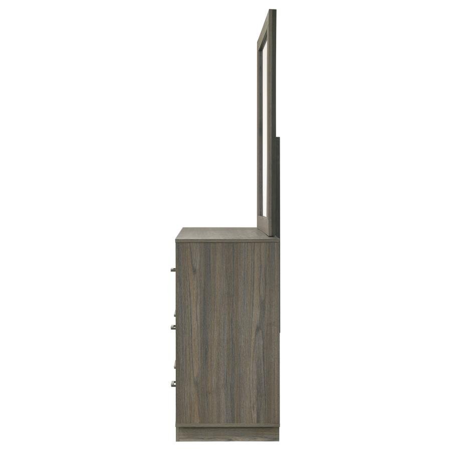 FENWICK 9-DRAWER DRESSER WITH MIRROR GREY OAK - Image 5