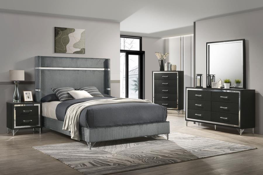 LUCIA 5-PIECE QUEEN BEDROOM SET GREY AND BLACK