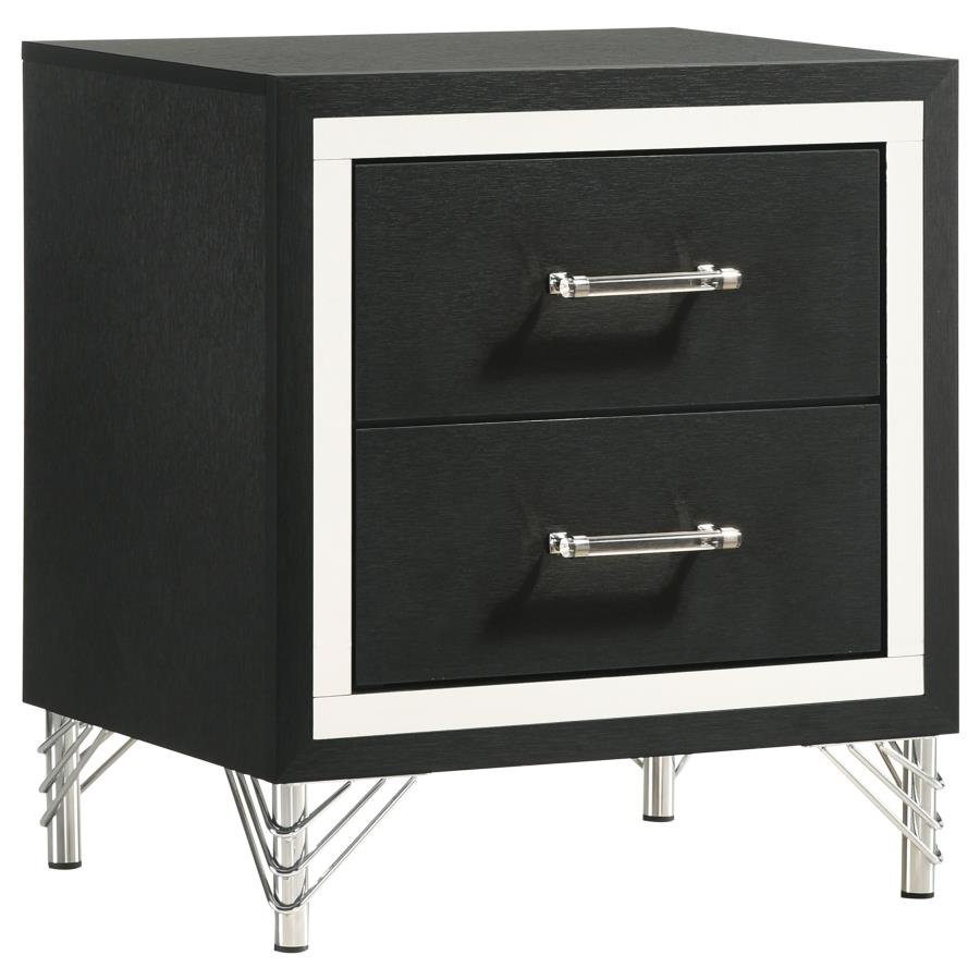 LUCIA 2-DRAWER NIGHTSTAND BEDSIDE TABLE BLACK