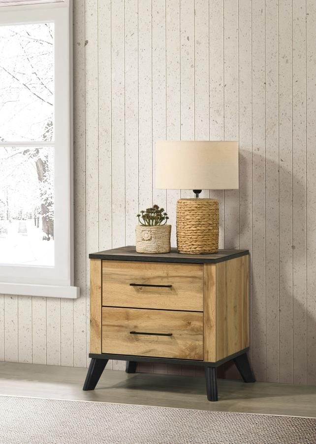 KAYWOOD 2-DRAWER NIGHTSTAND BEDSIDE TABLE NATURAL PINE - Image 2