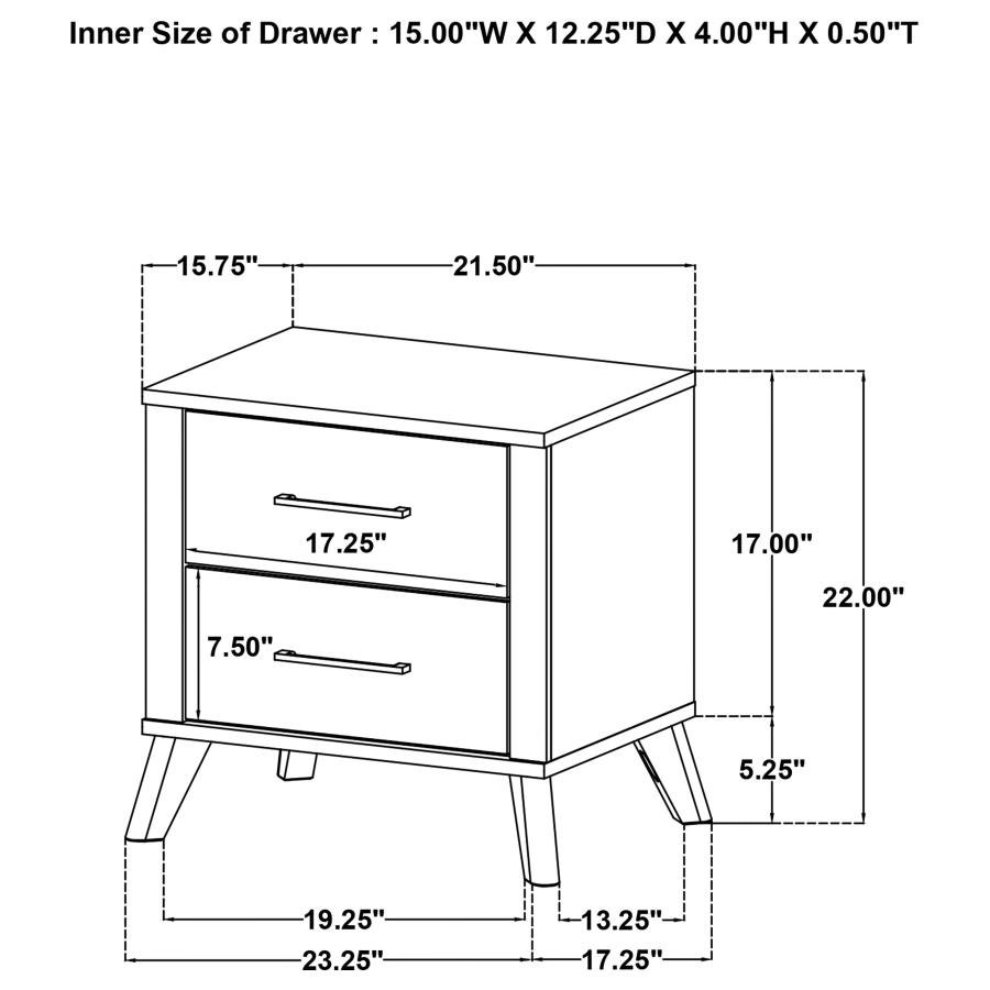 KAYWOOD 2-DRAWER NIGHTSTAND BEDSIDE TABLE NATURAL PINE - Image 13