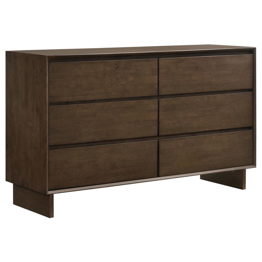 GLENWOOD 6-DRAWER DRESSER CABINET WARM BROWN