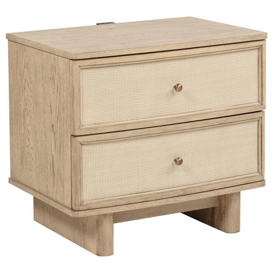 KAILANI 2-DRAWER NIGHTSTAND BEDSIDE TABLE BEIGE OAK