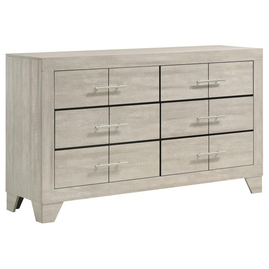 TRENTON 6-DRAWER BEDROOM DRESSER RUSTIC CREAM