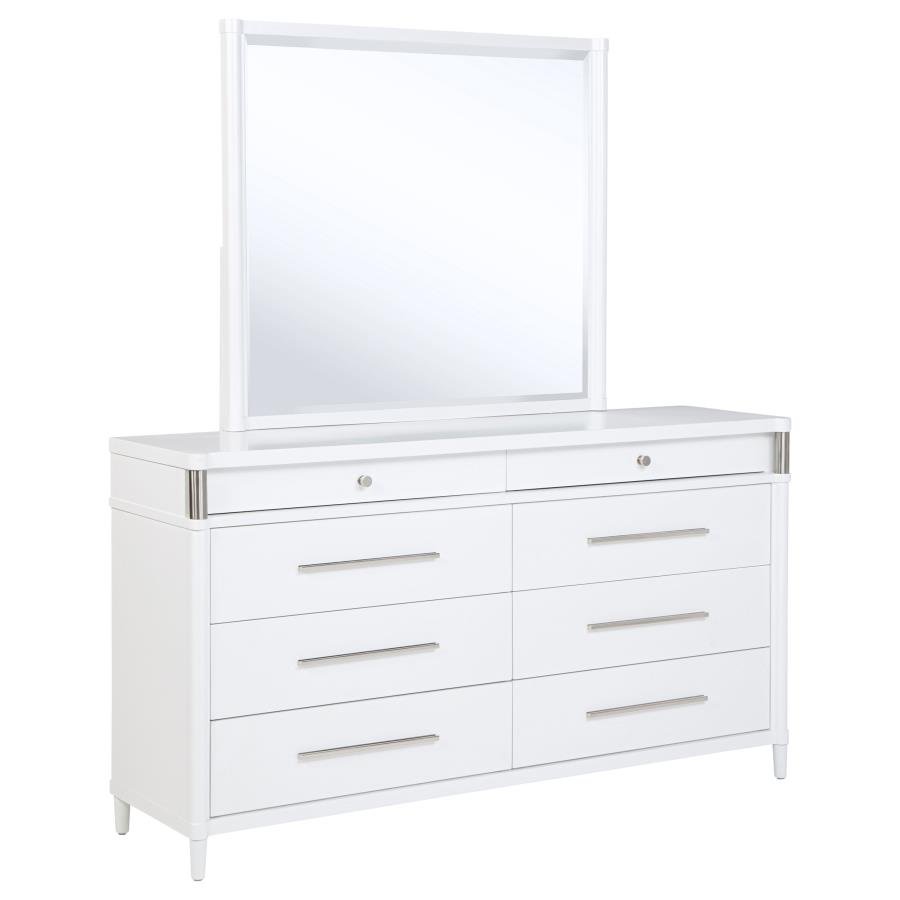 GRACEMONT 8-DRAWER BEDROOM DRESSER WITH MIRROR WHITE