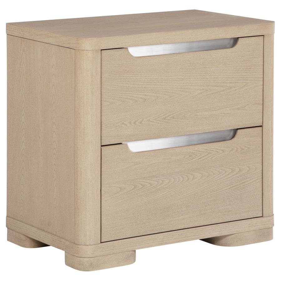 LADERA 2-DRAWER NIGHTSTAND BEDSIDE TABLE LIGHT ELM