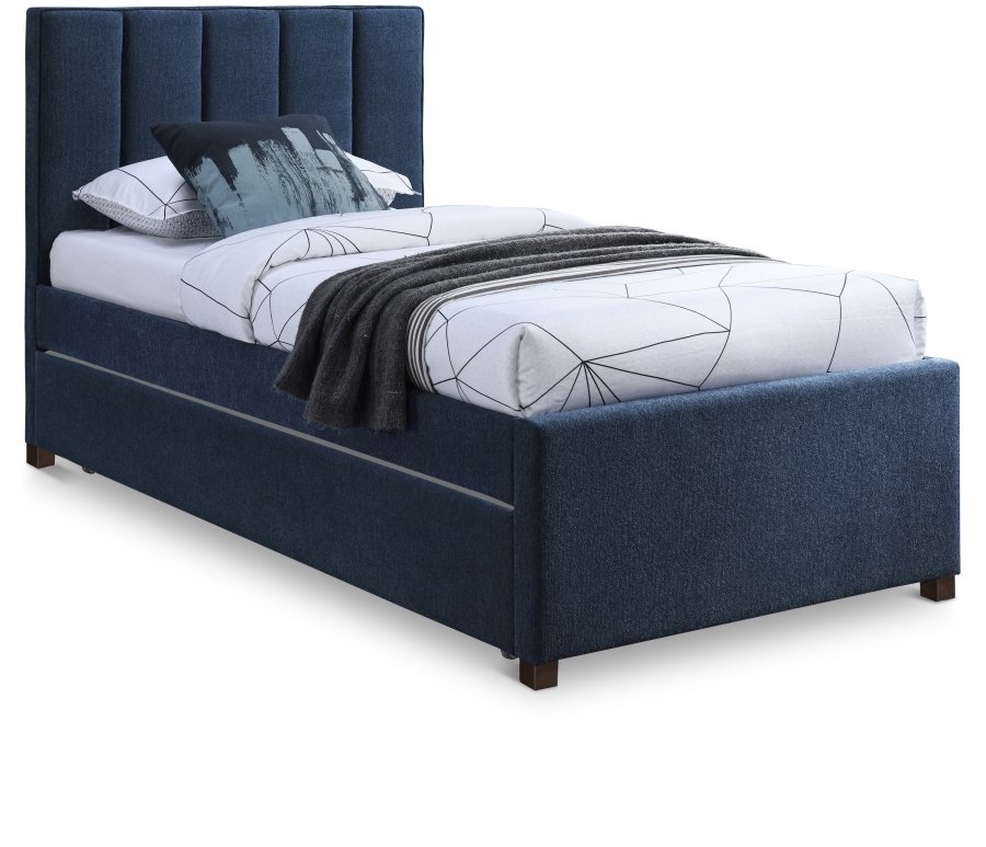 Harper Linen Textured Fabric Upholstered Trundle Bed