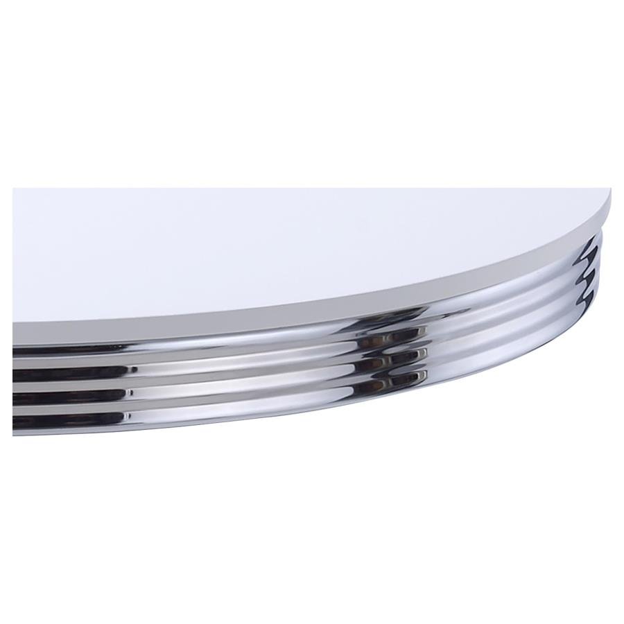 RETRO ROUND 42-INCH WOOD TOP DINING TABLE WHITE AND CHROME - Image 3