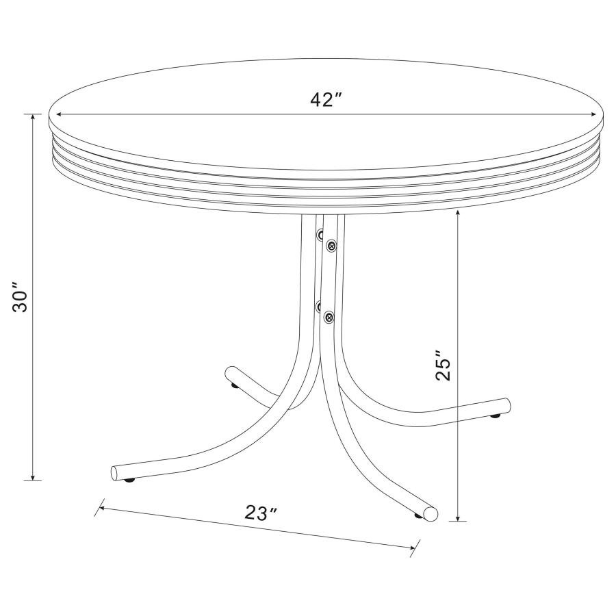 RETRO ROUND 42-INCH WOOD TOP DINING TABLE WHITE AND CHROME - Image 5