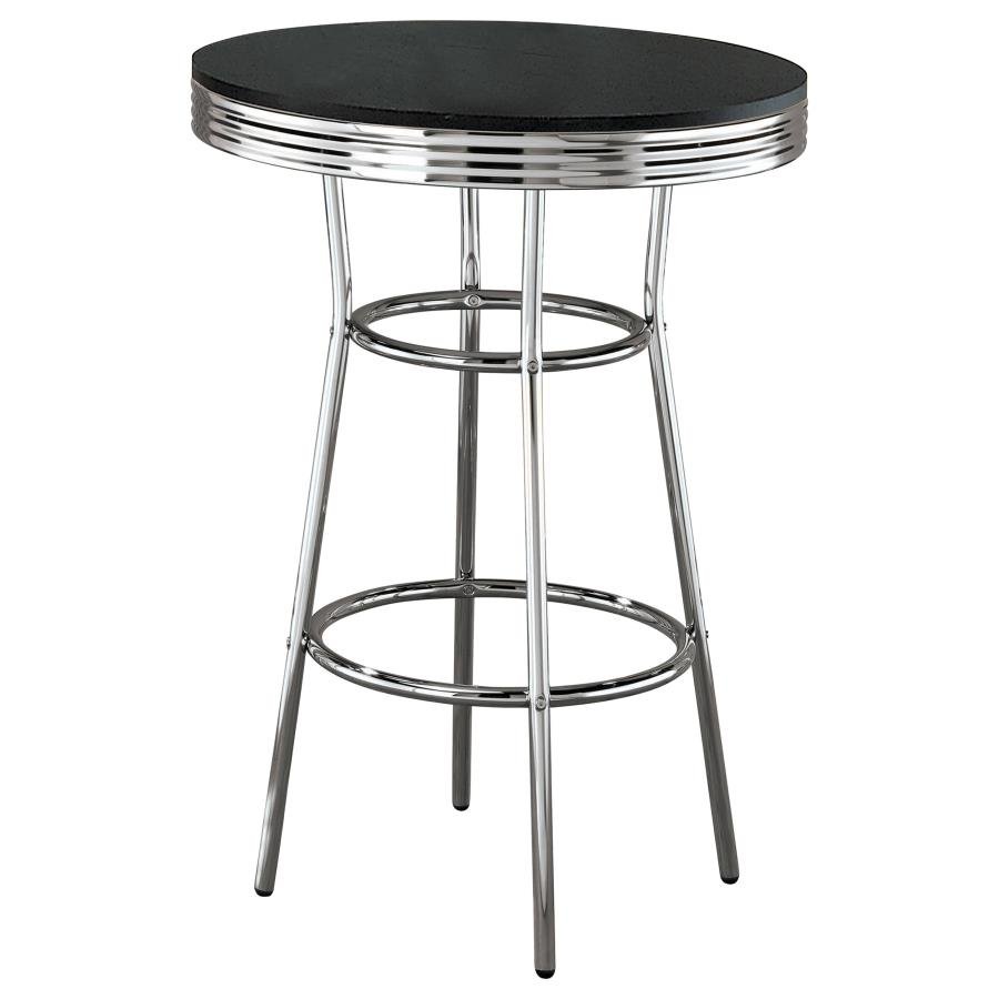 RETRO ROUND 30-INCH 1950’S BISTRO PUB HEIGHT BAR TABLE BLACK