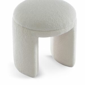 Bowen Faux Shearling Teddy Fabric Upholstered Stool