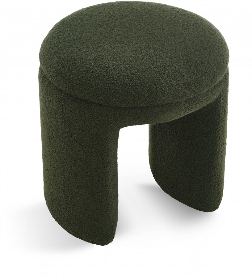 Bowen Faux Shearling Teddy Fabric Upholstered Stool