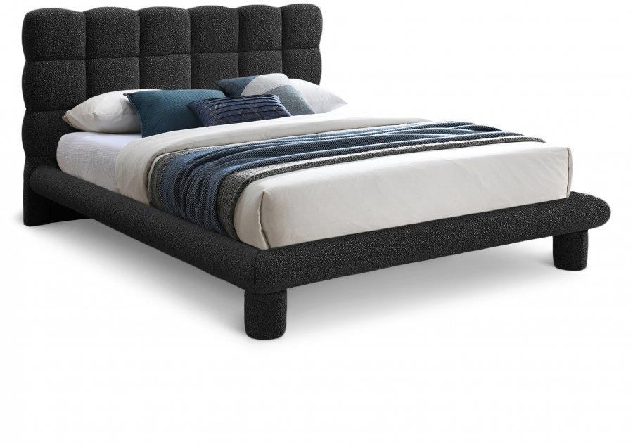 Deco Boucle Fabric Upholstered Bed