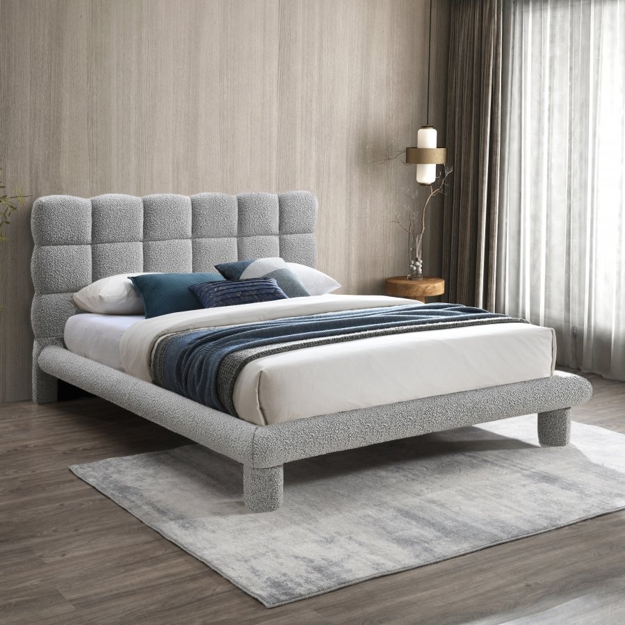 27161-1.jpg Deco Boucle Fabric Upholstered Bed - Image 2