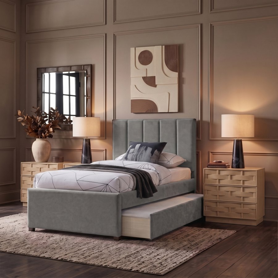Hudson Vegan Leather Upholstered Twin Trundle Bed - Image 2