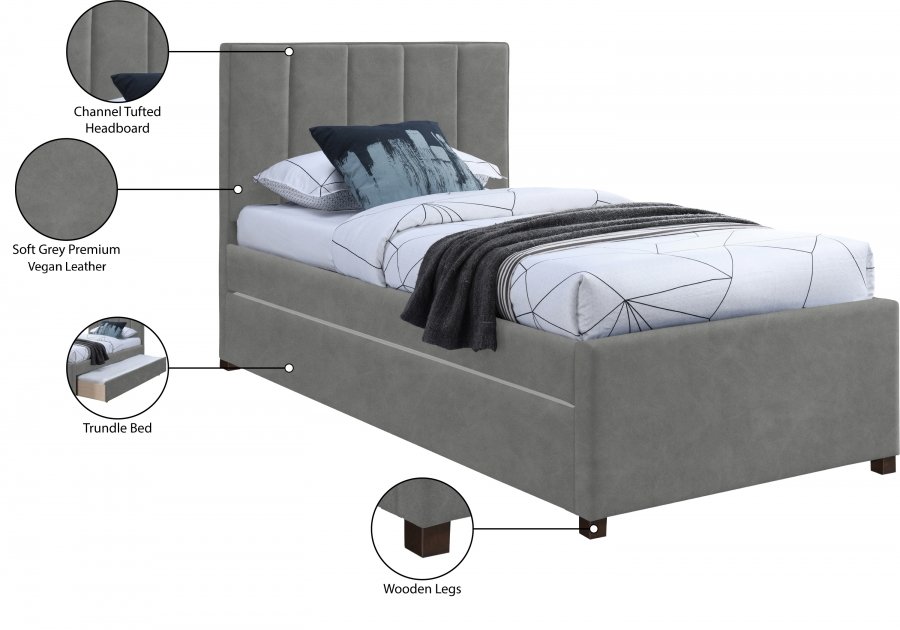 Hudson Vegan Leather Upholstered Twin Trundle Bed - Image 10