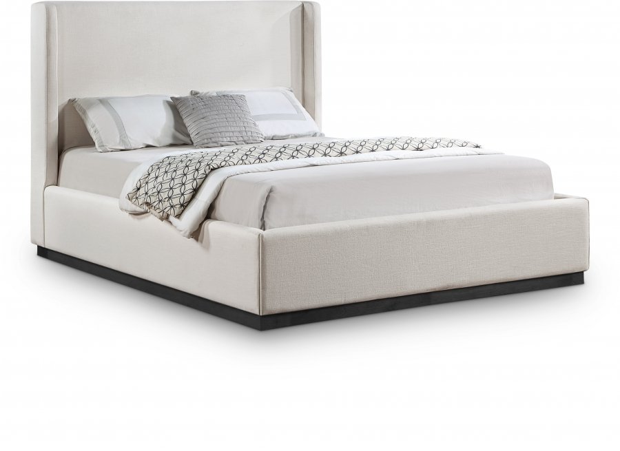 Flynn Linen Textured Fabric Upholstered Bed