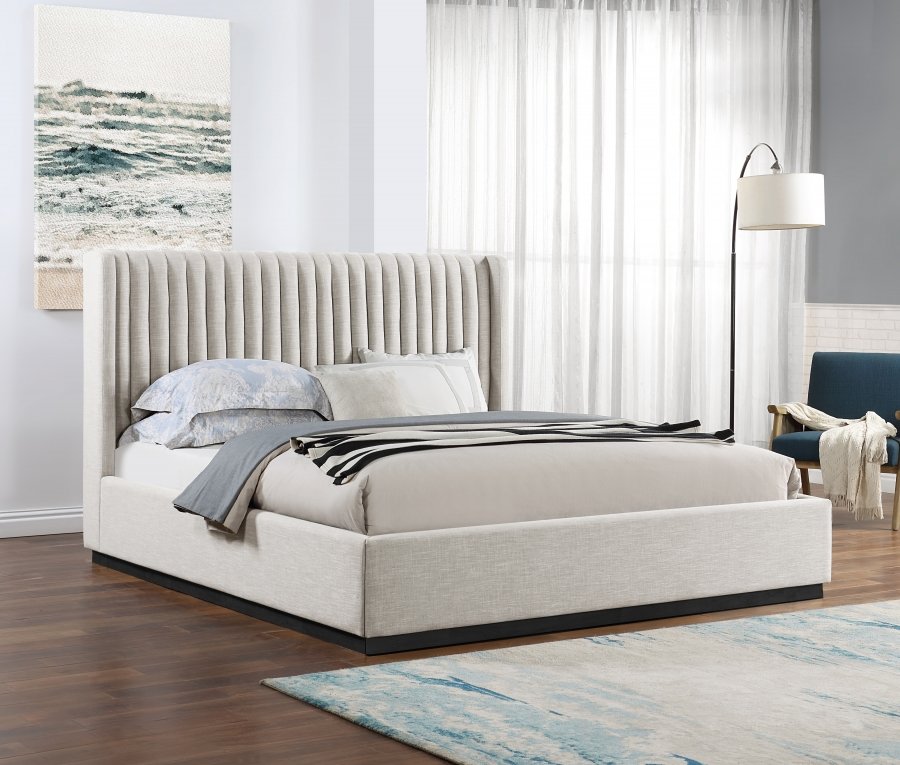 Logan Linen Textured Fabric Upholstered Bed - Image 2