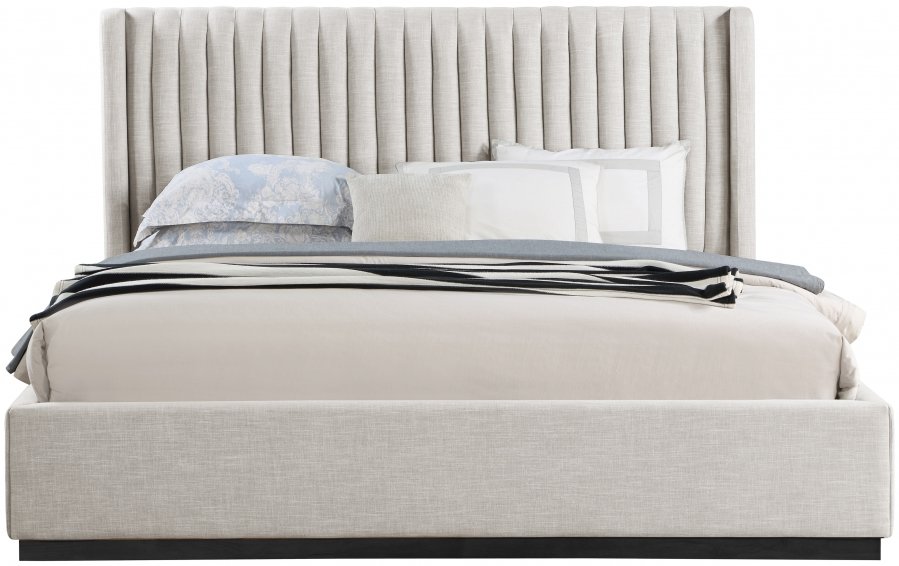 Logan Linen Textured Fabric Upholstered Bed - Image 3