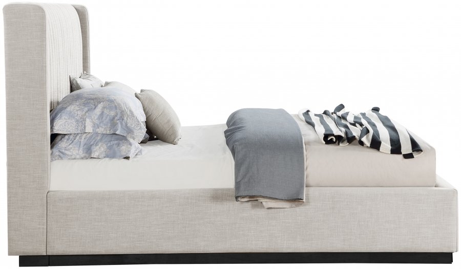 Logan Linen Textured Fabric Upholstered Bed - Image 4