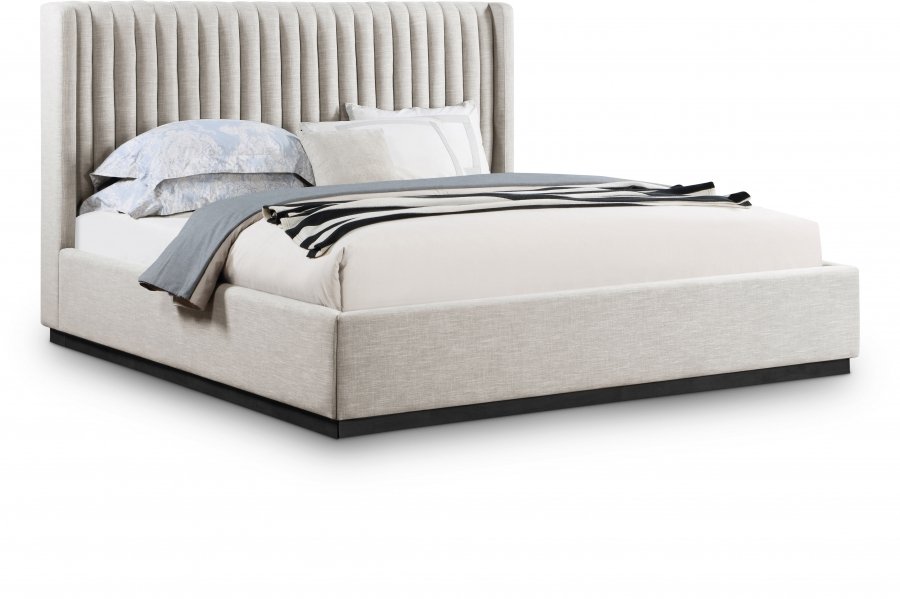 Logan Linen Textured Fabric Upholstered Bed