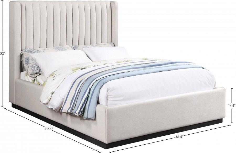 Logan Linen Textured Fabric Upholstered Bed - Image 8