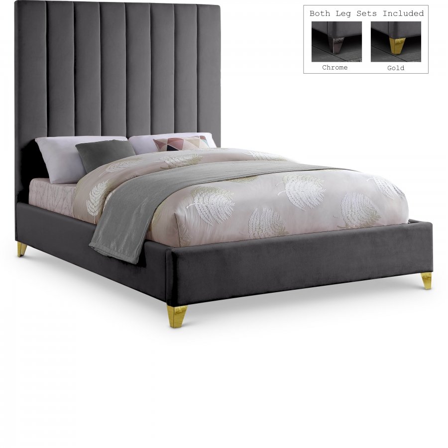 Via Velvet Upholstered Bed