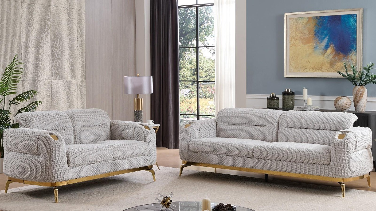 ZOE 2 PC Living Room Sets IN GRAY