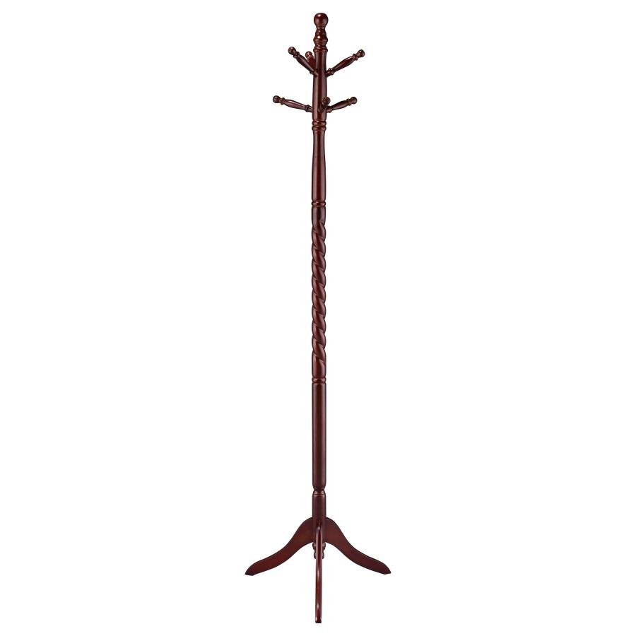 RIONA 6 HOOK FREESTANDING WOOD COAT RACK HAT HANGER MERLOT