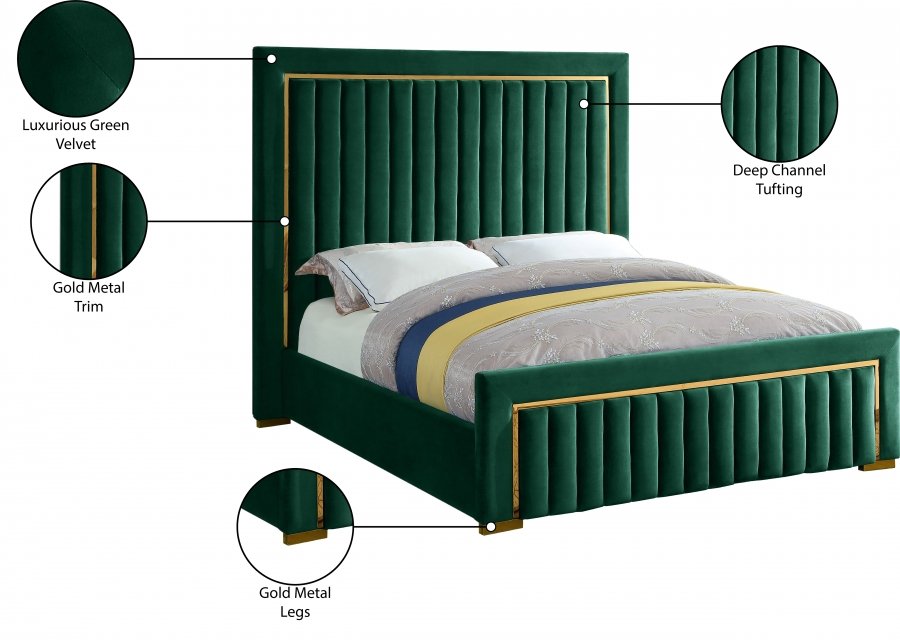 Dolce Velvet Upholstered Queen Bed - Image 6