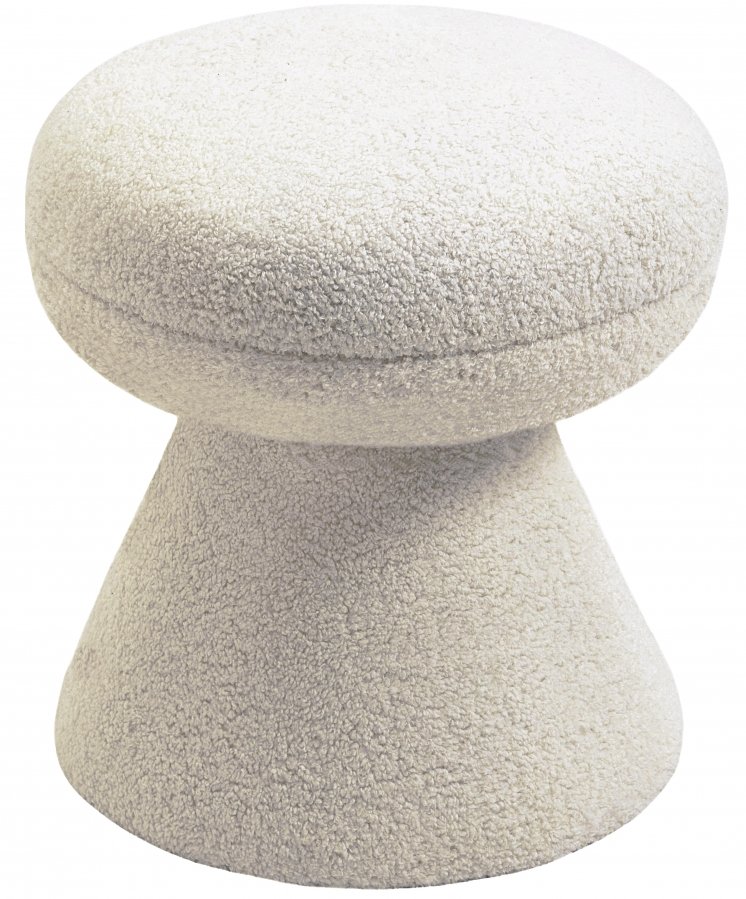 Drum Faux Shearling Teddy Fabric Upholstered Ottoman - Image 3