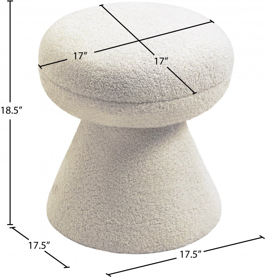 Drum Faux Shearling Teddy Fabric Upholstered Ottoman - Image 4
