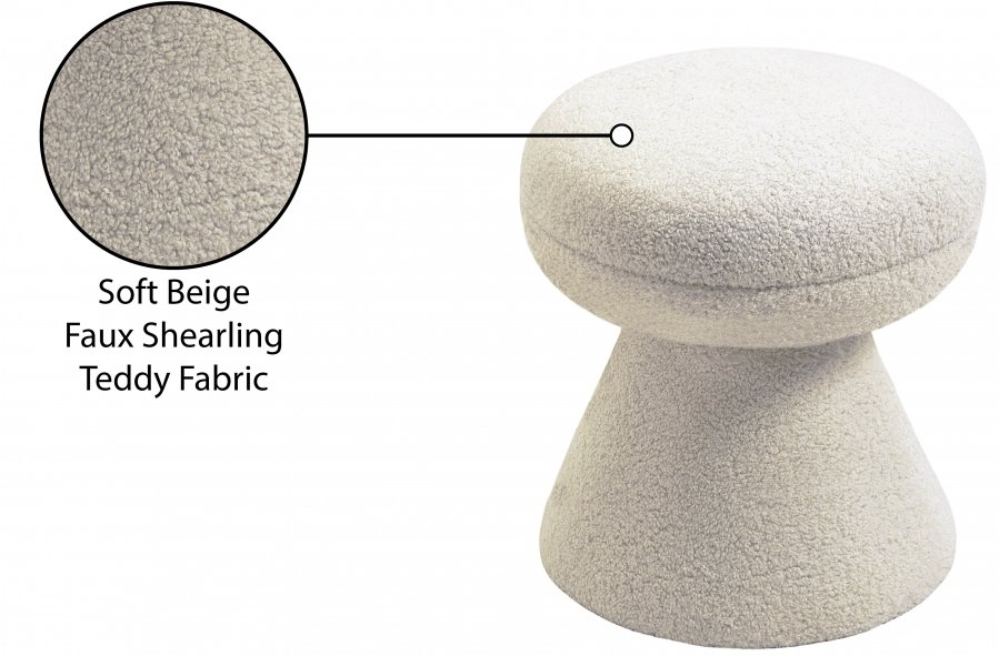 Drum Faux Shearling Teddy Fabric Upholstered Ottoman - Image 5